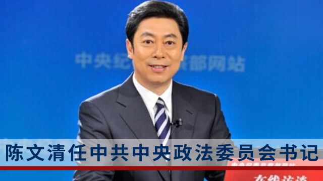 陈文清任中共中央政法委员会书记