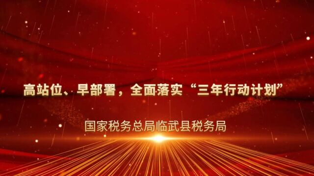 高站位、早部署,全面落实“三年行动计划”国家税务总局临武县税务局