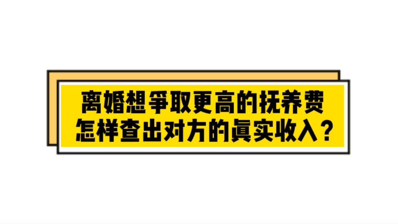 离婚想争取更高的抚养费,如何查明对方的真实收入?