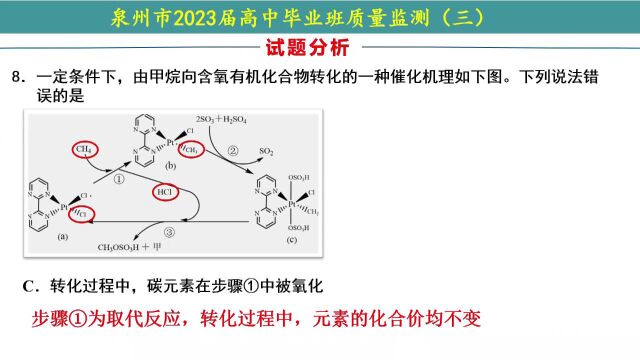 泉州市2023届高中毕业班质量监测(三)第8题