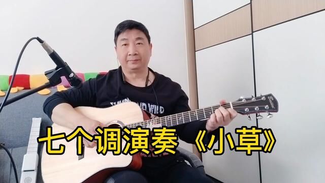 七个调演奏《小草》,吉他基础知识练习#吉他基础指法教学