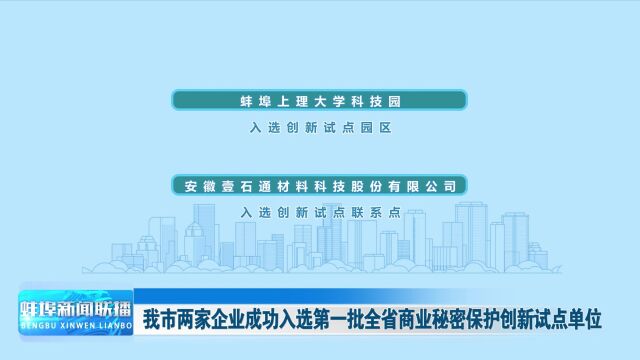 我市两家企业成功入选第一批全省商业秘密保护创新试点单位