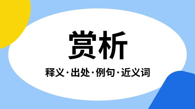 “赏析”是什么意思?