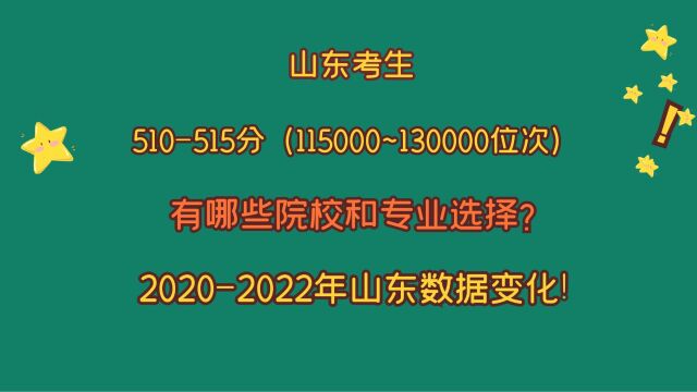 山东考生510~515分,省排名115000~130000,哪些院校和专业选择?