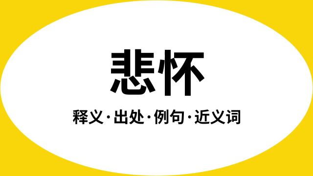 “悲怀”是什么意思?