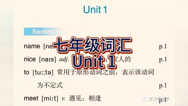 七年级词汇 Unit 1