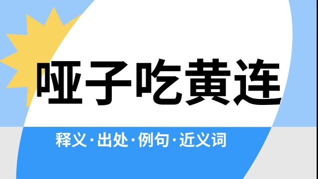 “哑子吃黄连”是什么意思?