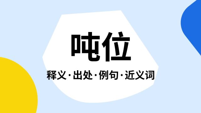 “吨位”是什么意思?