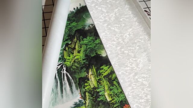 客厅挂山水瀑布画山水瀑布画祝财运亨通