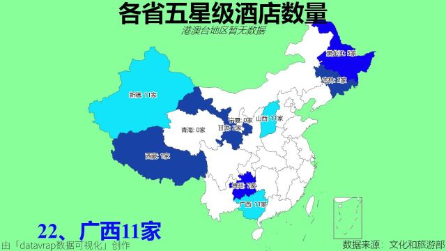 各省五星级酒店数量【数据可视化】