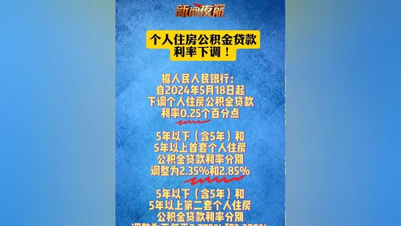 个人住房公积金贷款利率下调!