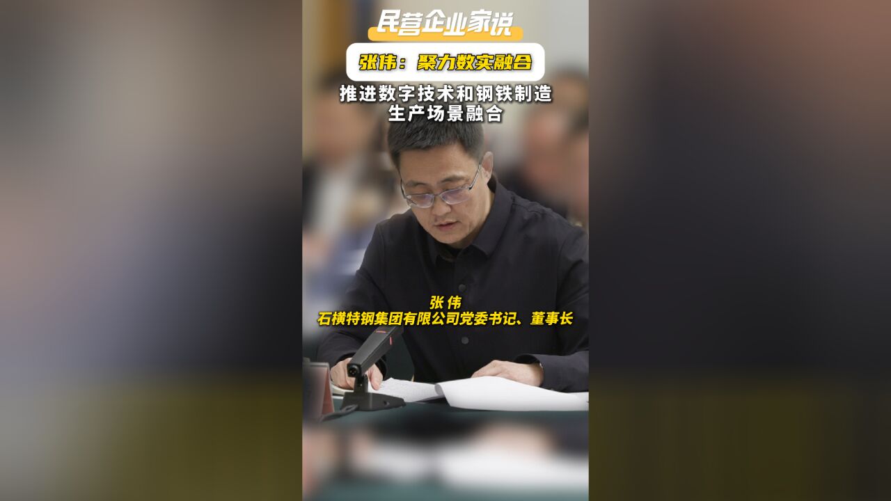 民营企业家说|张伟:推进数字技术和钢铁制造生产场景融合