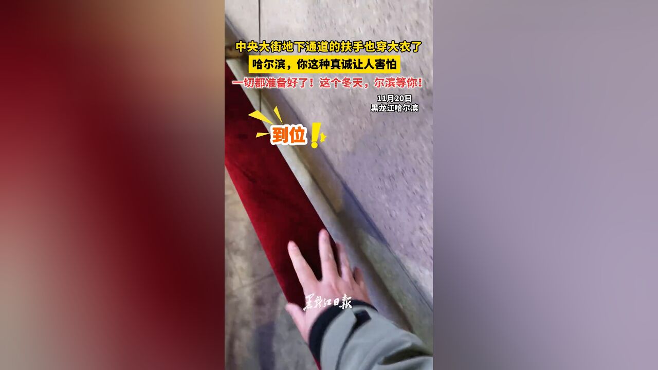 中央大街地下通道的扶手也穿大衣了 哈尔滨,你这种真诚让人害怕