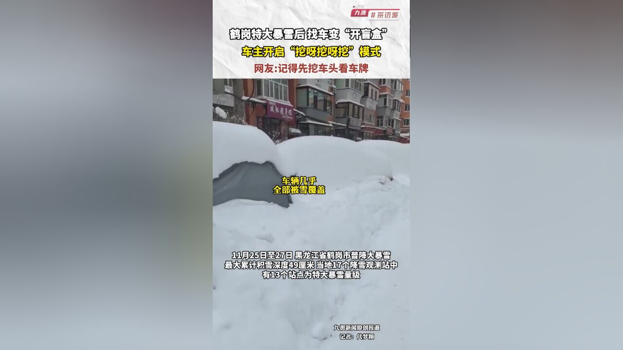 鹤岗特大暴雪后,找车变“开盲盒”,车主开启“挖呀挖呀挖”模式