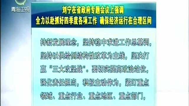 刘宁在省政府专题会议上强调全力以赴抓好四季度各项工作