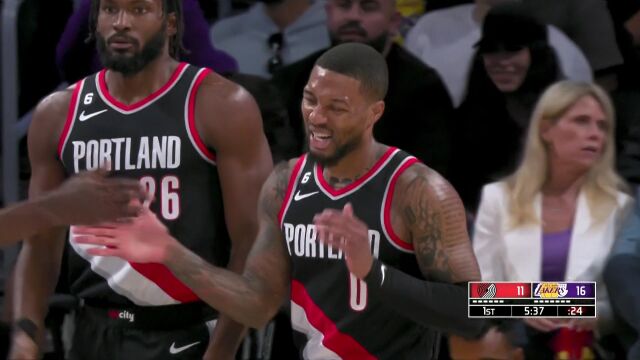 NBA常规赛：开拓者vs湖人 第1节中文解说回放