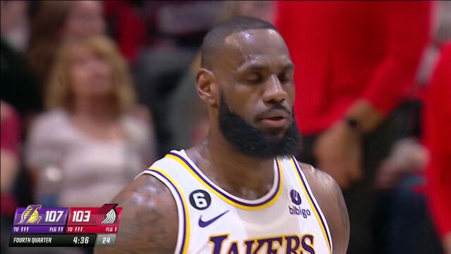 NBA常规赛：湖人vs开拓者第4节中文解说回放