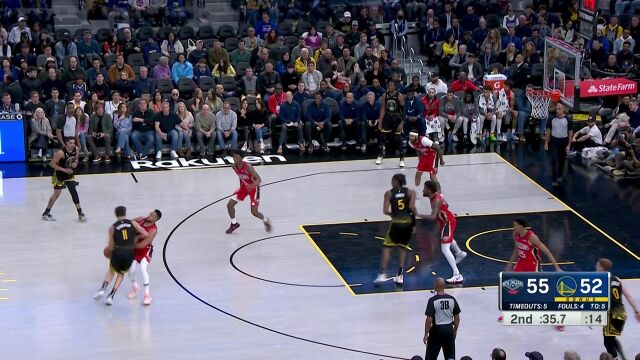 NBA常规赛：鹈鹕vs勇士第2节中文解说回放