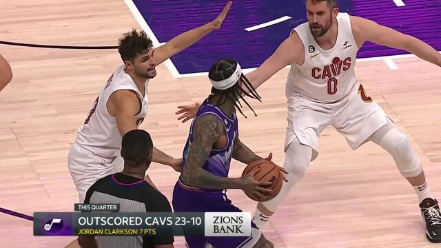 NBA常规赛：骑士vs爵士第3节英文原声回放