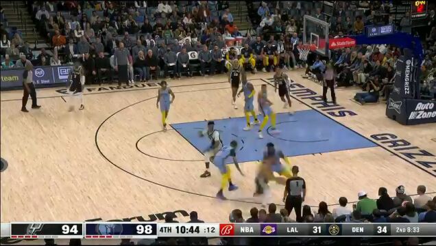 NBA常规赛：马刺vs灰熊第4节英文原声回放