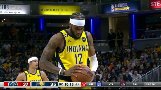 NBA常规赛：奇才vs步行者第2节 英文解说回放