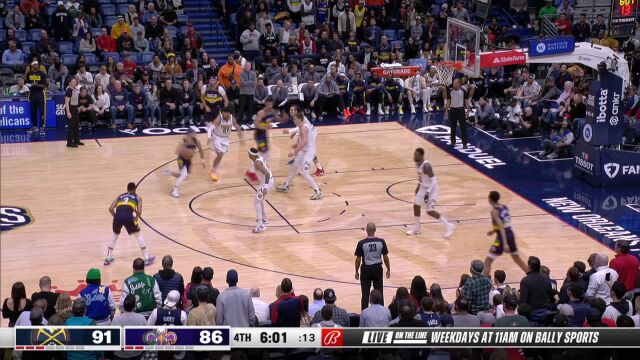 掘金99-98鹈鹕 约基奇三双送鹈鹕五连败