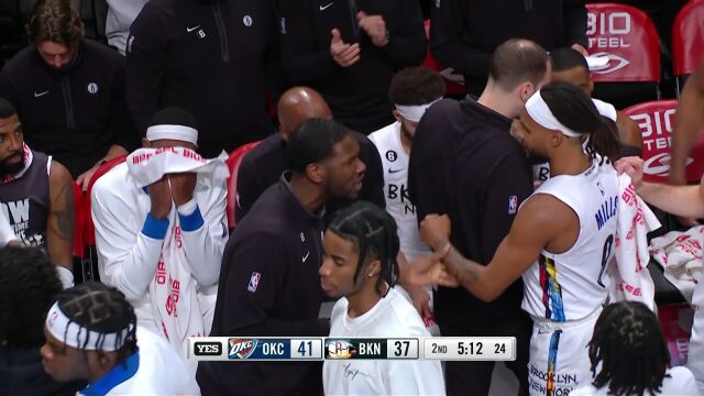 NBA常规赛：雷霆vs篮网第2节英文原声回放