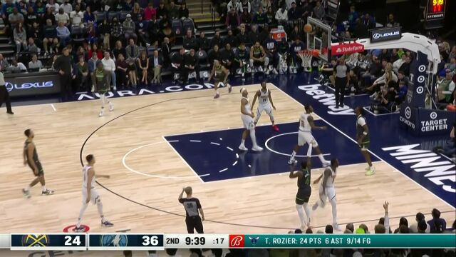 NBA常规赛：掘金vs森林狼第2节英文原声回放