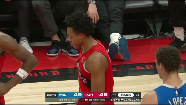 NBA常规赛：雄鹿vs猛龙第3节英文原声回放