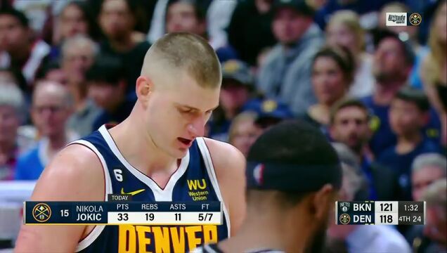 NBA常规赛：篮网vs掘金第4节英文原声回放