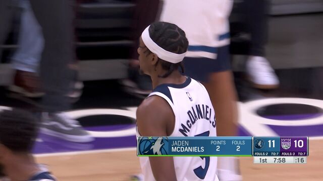 NBA常规赛：森林狼vs国王第1节中文解说回放