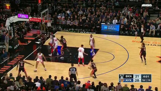 NBA常规赛：篮网vs尼克斯第1节英文原声回放
