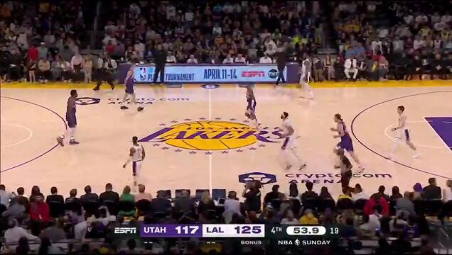 NBA常规赛：爵士vs湖人第4节中文解说回放