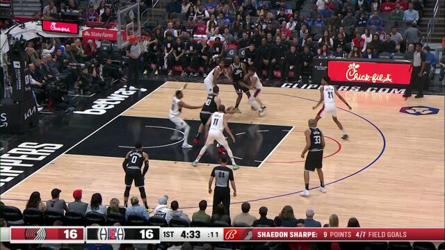 NBA常规赛：开拓者vs快船英文原声全场回放