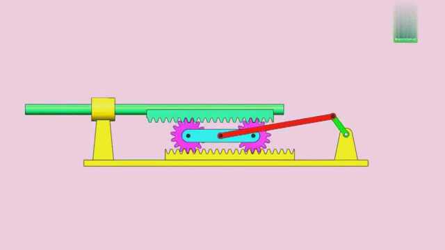 双齿轮齿杆机构,看看它的装配动画