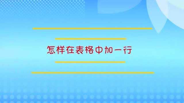 怎样在表格中加一行?