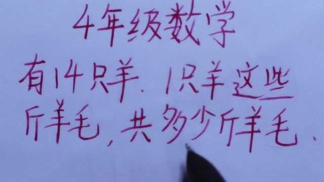 4年级数学:有14只羊,1只羊这些斤羊毛,共多少斤羊毛