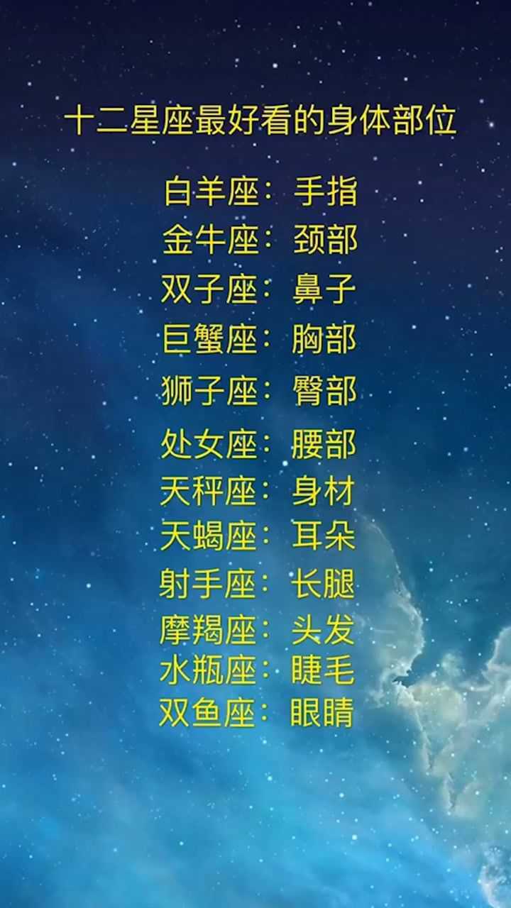 十二星座最好看的身体部位