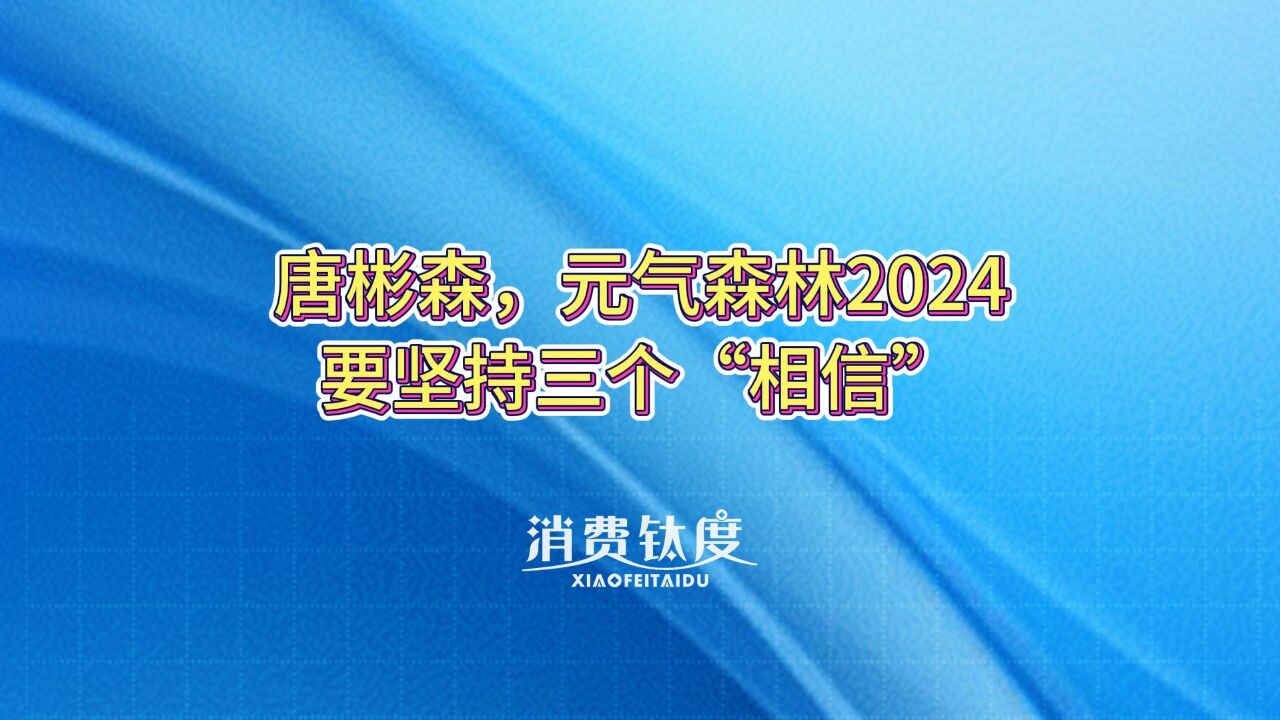 唐彬森,元气森林2024要坚持三个“相信”