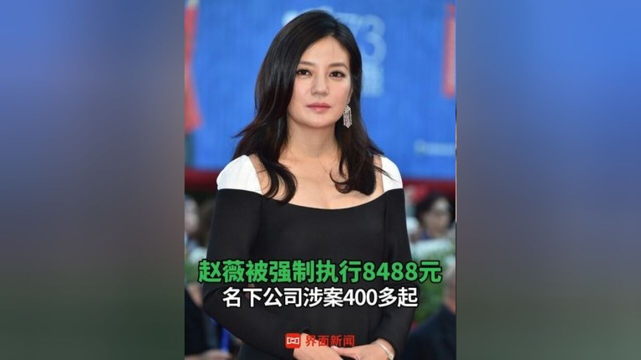 赵薇被强制执行8488元,名下公司涉案400多起