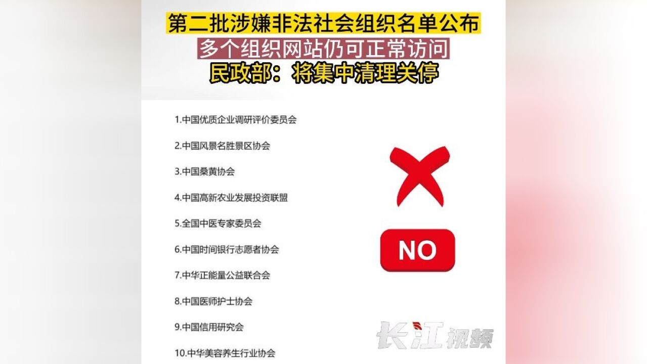 第二批涉嫌非法社会组织名单公布多个组织网站仍可正常访问 民政部:将集中清理关停