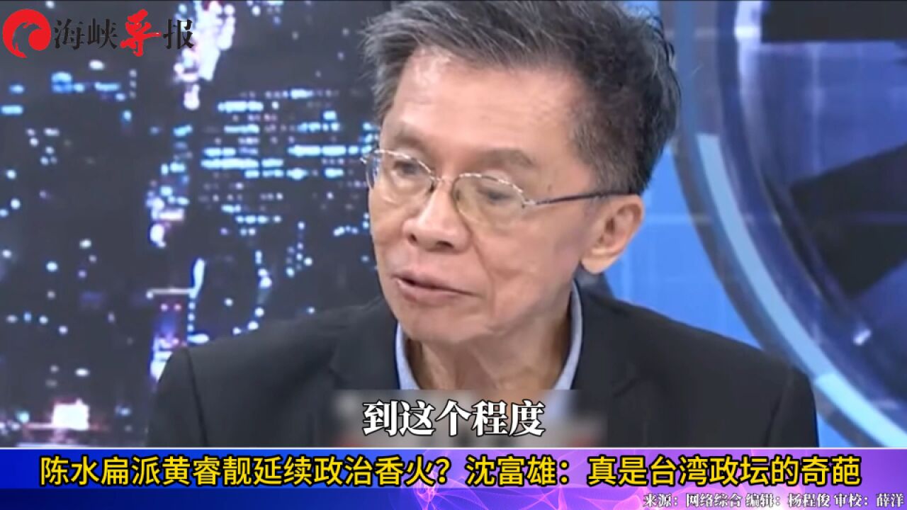 陈水扁派黄睿靓延续政治香火?沈富雄:真是台湾政坛的奇葩