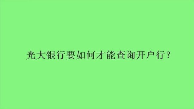 光大银行要如何才能查询开户行?