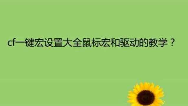 cf一键宏设置大全鼠标宏和驱动的教学?