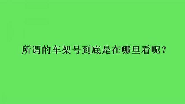 所谓的车架号到底是在哪里看呢?