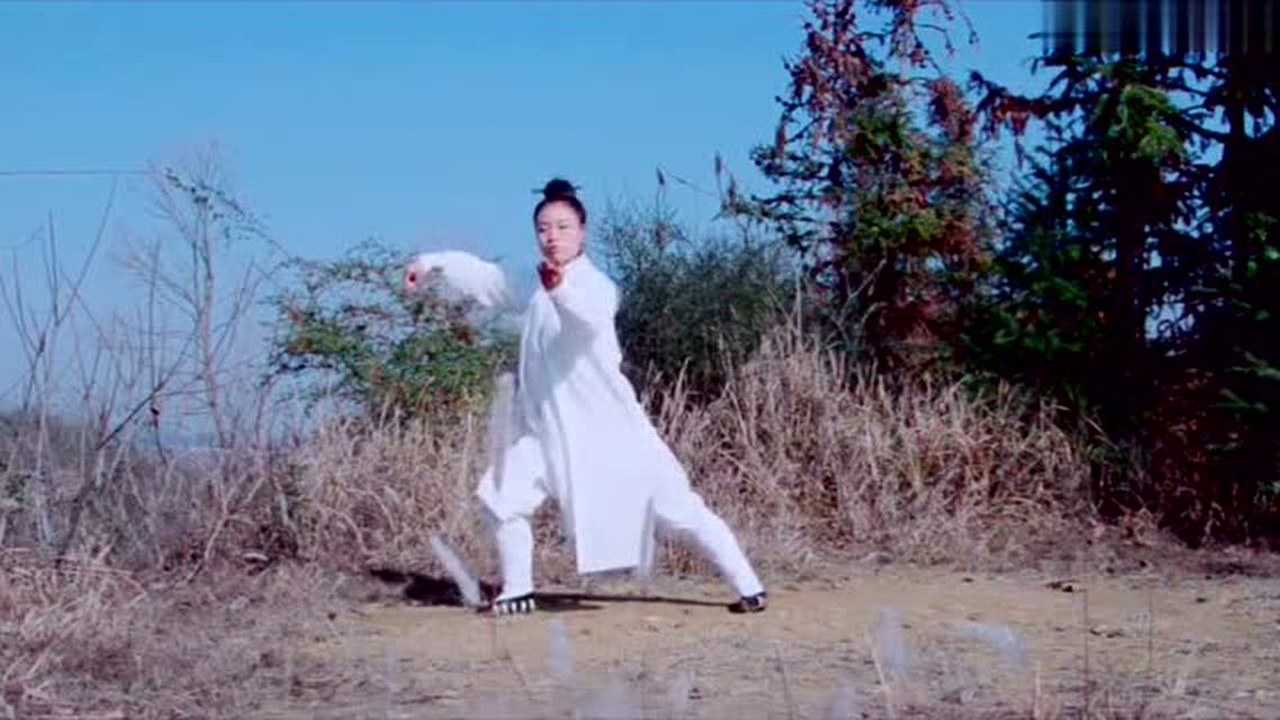 武当女道长演练太极拳招式行云流水连绵不断开眼界了