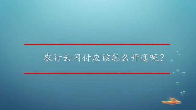 农行云闪付应该怎么开通呢?