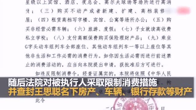 北京二中院:王思聪名下房产与车辆等财产均被查封