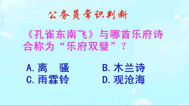 公务员常识判断,“乐府双璧”指的是哪两首诗呢