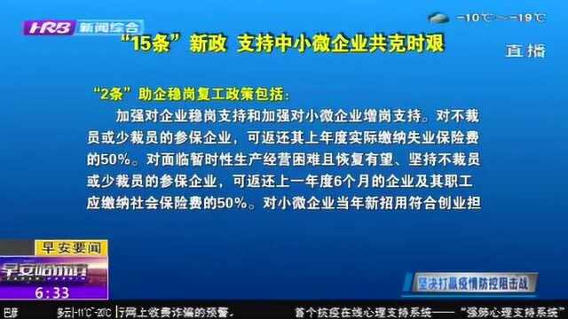 延、保、扶!哈尔滨市出台“15条”新政 支持中小微企业共克时艰